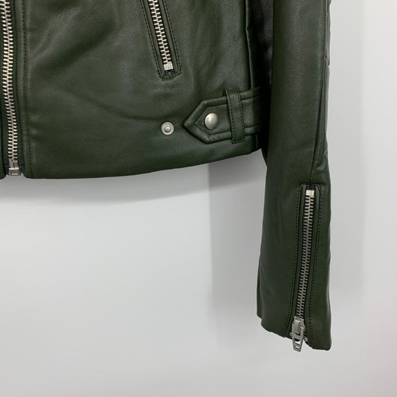 Blank NYC Jacket Green Faux Leather Moto Zip Forever And A Day - Picture 7 of 12